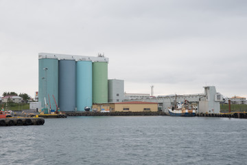 Industrial port of Akranes in Iceland