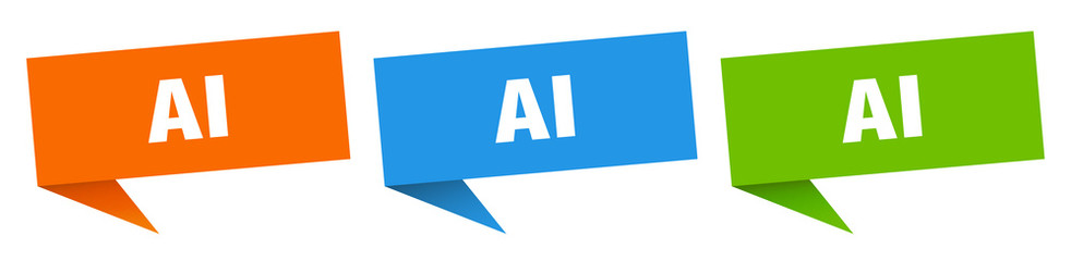 ai banner sign. ai speech bubble label set