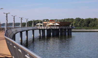 Pier on the Vistula River in Płock, Poland