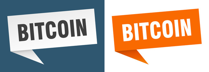 bitcoin banner sign. bitcoin speech bubble label set