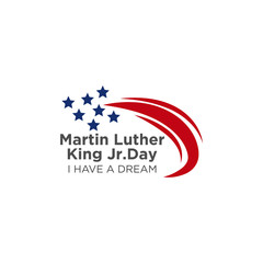 Martin luther king jr. day. With text i have a dream. American flag. MLK Banner of memorial day. Editable Vector illustration. eps 10