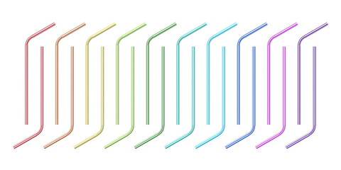 Colorful drinking straw collection 3D