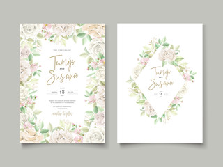 soft green floral wedding invitation card set