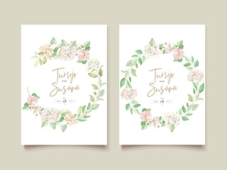 Fototapeta na wymiar soft green floral wedding invitation card set