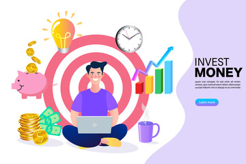 business man with laptop and money