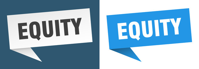 equity banner sign. equity speech bubble label set