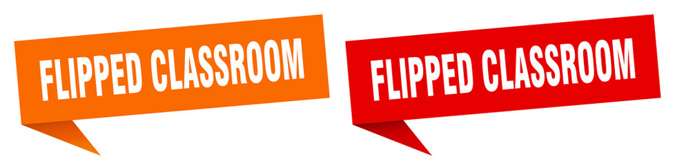 flipped classroom banner sign. flipped classroom speech bubble label set