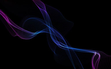 Dark abstract background with a glowing abstract waves