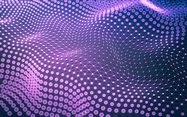 Abstract background. Molecules technology with polygonal shapes, connecting dots and lines. Connection structure. Big data visualization.