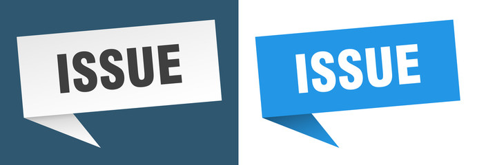 issue banner sign. issue speech bubble label set