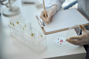 Experienced scientist working in a virology laboratory