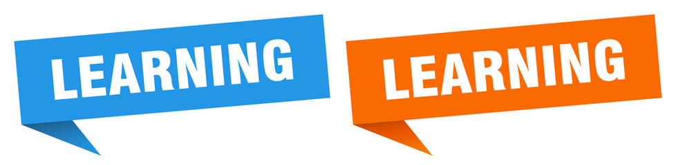 learning banner sign. learning speech bubble label set