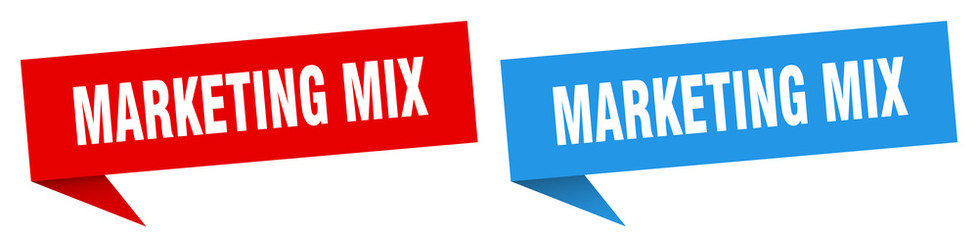 marketing mix banner sign. marketing mix speech bubble label set
