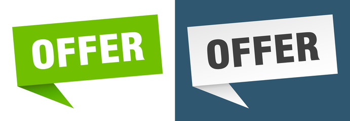 offer banner sign. offer speech bubble label set