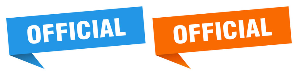 official banner sign. official speech bubble label set