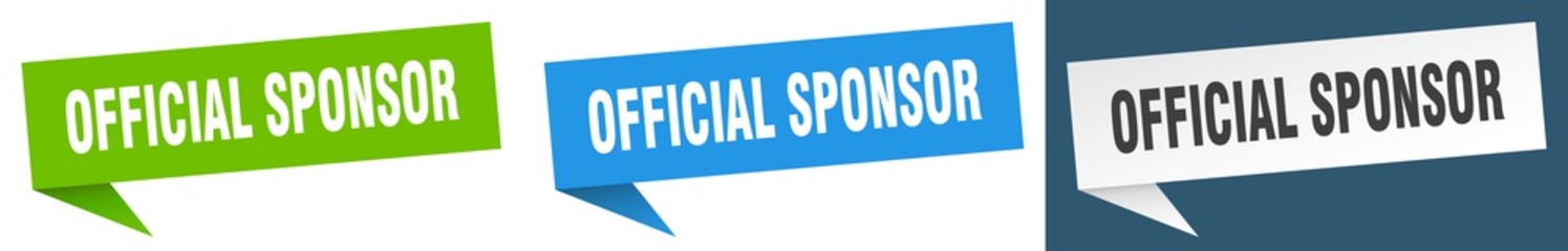 official sponsor banner sign. official sponsor speech bubble label set