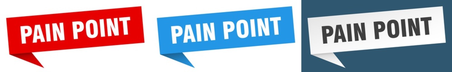 pain point banner sign. pain point speech bubble label set