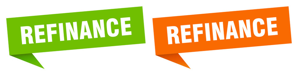 refinance banner sign. refinance speech bubble label set