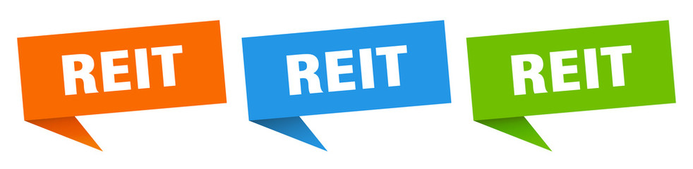 reit banner sign. reit speech bubble label set