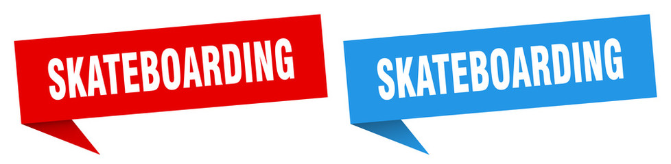 skateboarding banner sign. skateboarding speech bubble label set