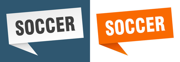 soccer banner sign. soccer speech bubble label set