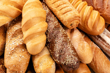 Fresh fragrant bread on the table. Food concept