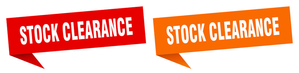 stock clearance banner sign. stock clearance speech bubble label set