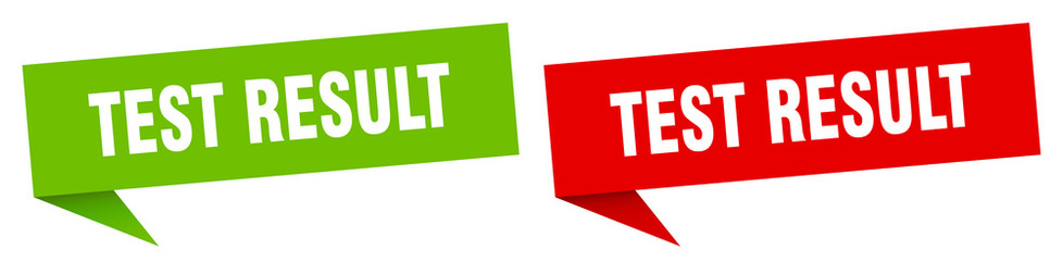 test result banner sign. test result speech bubble label set