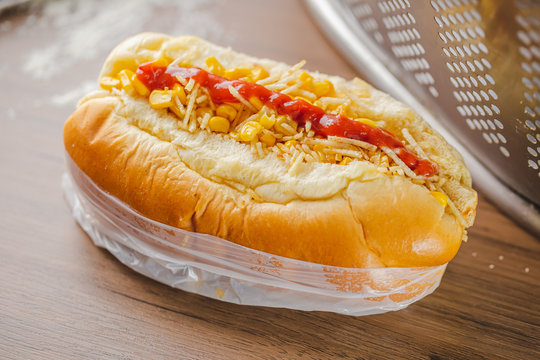 Brazilian Hot Dog, Black Background Stock Image - Image of brasil