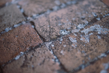 close up of a brown stone wall in Plaza de España. Seville