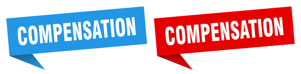compensation banner sign. compensation speech bubble label set