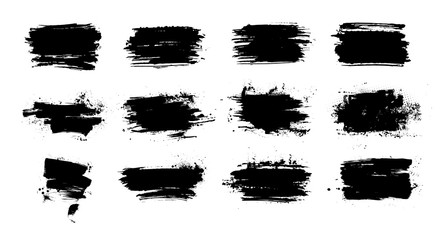 Thick brushstroke collection, very detailed elements. Irregular drawing strokes. High quality manually traced. Vector set brush stroke background. Grunge texture with drops blots. Vector stains set