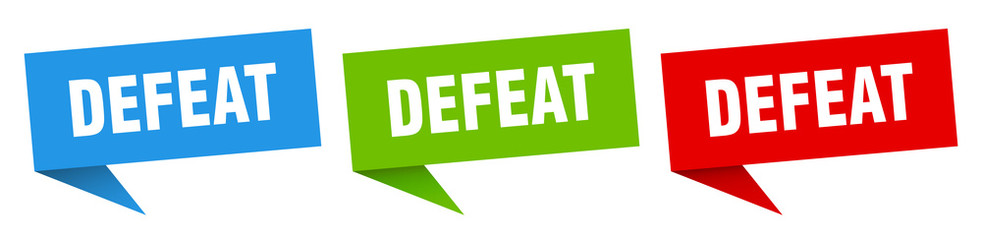 defeat banner sign. defeat speech bubble label set