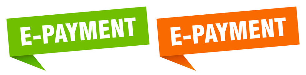 e-payment banner sign. e-payment speech bubble label set