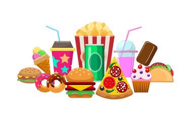 Colorful elements of fast food