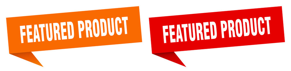 featured product banner sign. featured product speech bubble label set