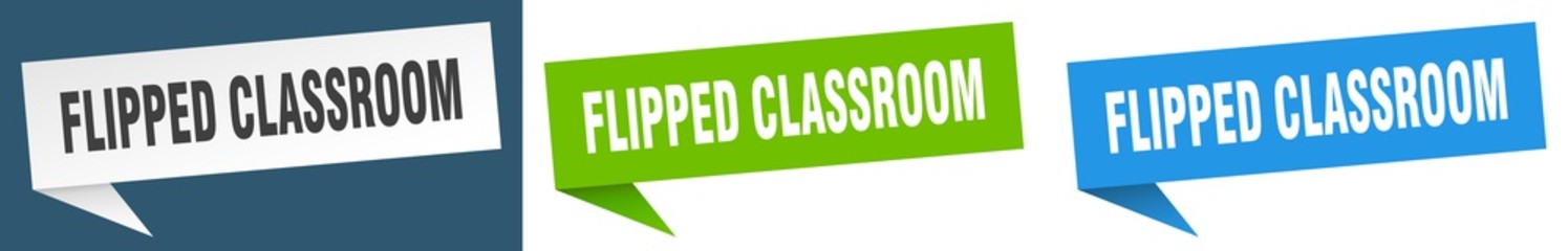 flipped classroom banner sign. flipped classroom speech bubble label set