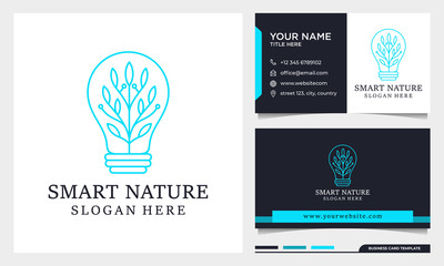 Bulb Beauty logo design illustration and business card template. beauty, fashion, salon, spa, yoga, flower logo design