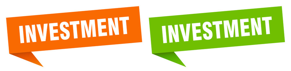investment banner sign. investment speech bubble label set