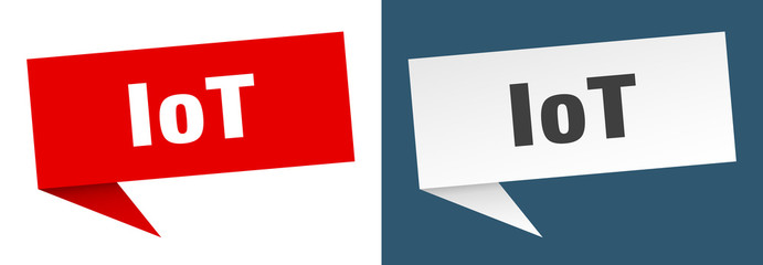iot banner sign. iot speech bubble label set