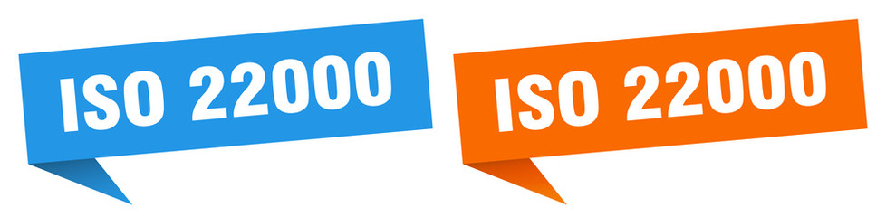 iso 22000 banner sign. iso 22000 speech bubble label set