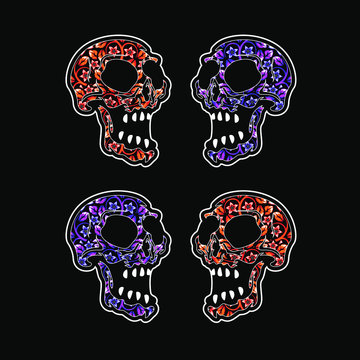 Colorful Seamless Day Of The Dead Skull Illustration