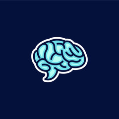 Cartoon Brain Chat Logo Illustration