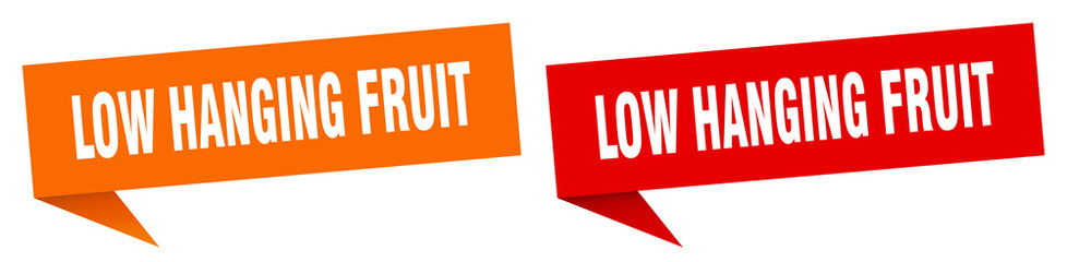 low hanging fruit banner sign. low hanging fruit speech bubble label set