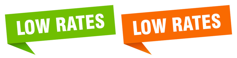 low rates banner sign. low rates speech bubble label set