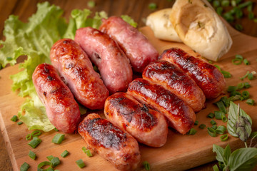 grilled sausage with vegetables