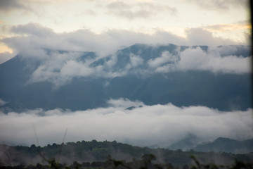 cloudy mountain landscape in the morning