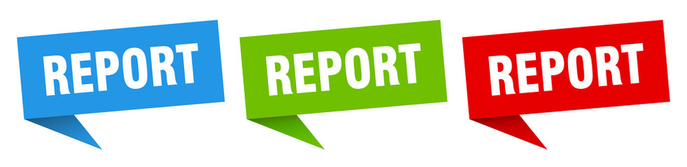 report banner sign. report speech bubble label set