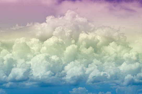 Background of large clouds on soft pastel colors © wanchai