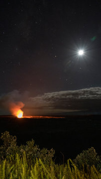 Night view of Kilauea volcano on the big island, hawaii